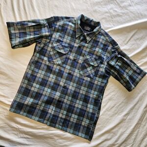 Pendleton Board Shirt Ltd Ed Blue Original Surf Plaid Wool Loop Beach Boys Men L